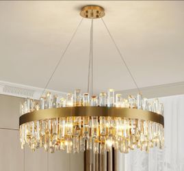 New - 31.5"Crystal Chandelier Drum Pendant Light