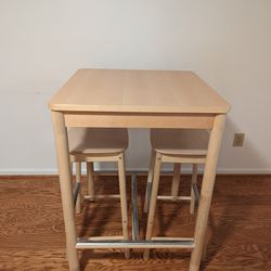 IKEA RÖNNINGE bar table and 2 stools, birch wood