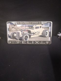 Vintage Felix Chevy Cadillac License Plate Frame O.G