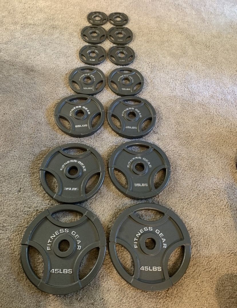 Olympic Weight Plates Set - Total 255 Pounds 
