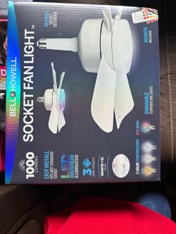 Bello+Howell Socket Fan Light LED Dimmable Remote RGB