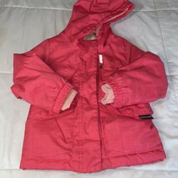 Cherokee Baby Girl Pink Hooded Zip Winter Jacket, Size 4T