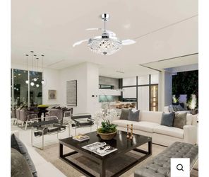 42-inch Modern Downrod Crystal Ceiling Fan with Light