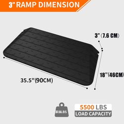 3" Rise Rubber Threshold Ramp Wheelchair Ramp for Home Doorways 3.05 Feet Long 2200lbs Load Capacity Power Scooter Ramp