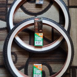 NEW Bicycle Bmx Cruiser Tires 24" White Wall Diamond Pattern