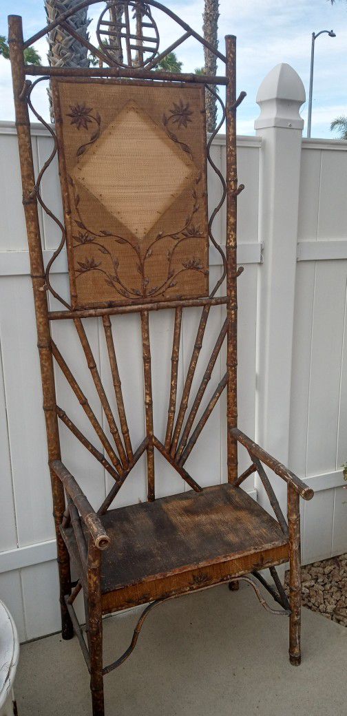 VINTAGE ASIAN BAMBOO HALL TREE BENCH 