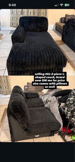 Plush Black Sectional Sofa **NEW**