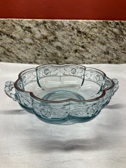 Vintage Jeanette Aztec Rose 6.5” Serving Relish Dish Bowl Gold Trim With Handles