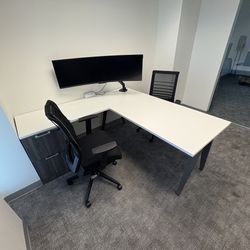 Office Furniture Desk, L Shape Desk Modern Angled Leg