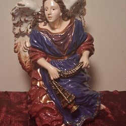 Angel Figurine Porcelain And Painted Cookie Jar 