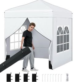 Pop Up Canopy Gray  10’ x 10’ w/Sidewalls & Sandbags