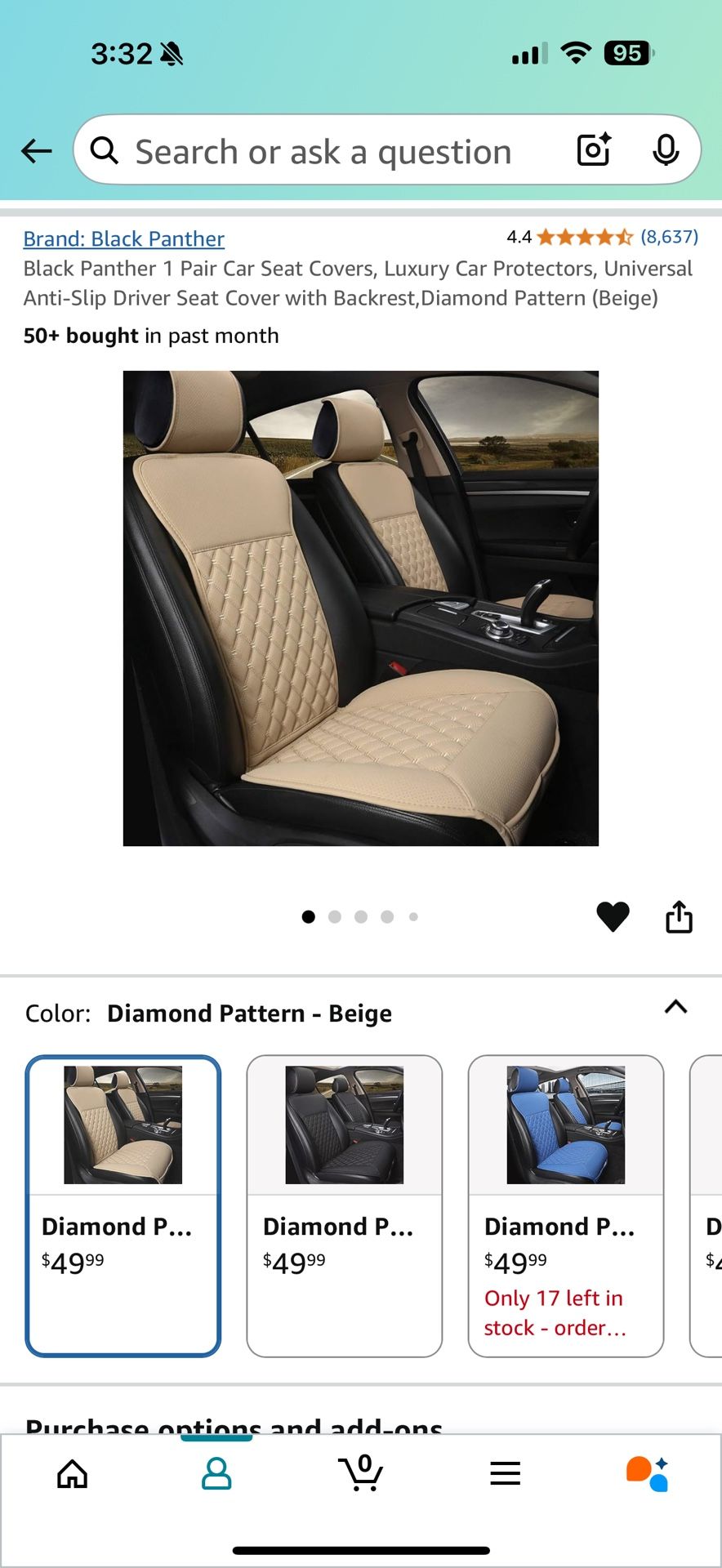 Car Seat Cover | Beige - dimanod Pattern