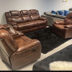 COMFY NEW SANTIAGO RECLINING SOFA AND LOVESEAT SET ON SALE ONLY $1299. IN STOCK SAME DAY DELIVERY 🚚  EASY FINANCING 