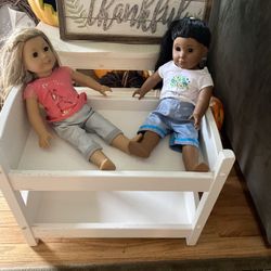 Set of two American girl dolls W  bed And Teepee