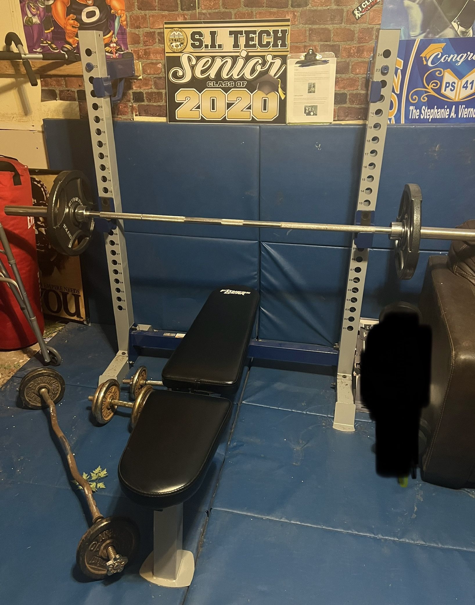 Fitness Gear Pro OB-600 weight bench with everything included.