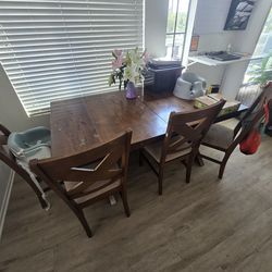 6FT Dining Table Set w/ Bench + 4 Chairs (Expandable to 8FT)