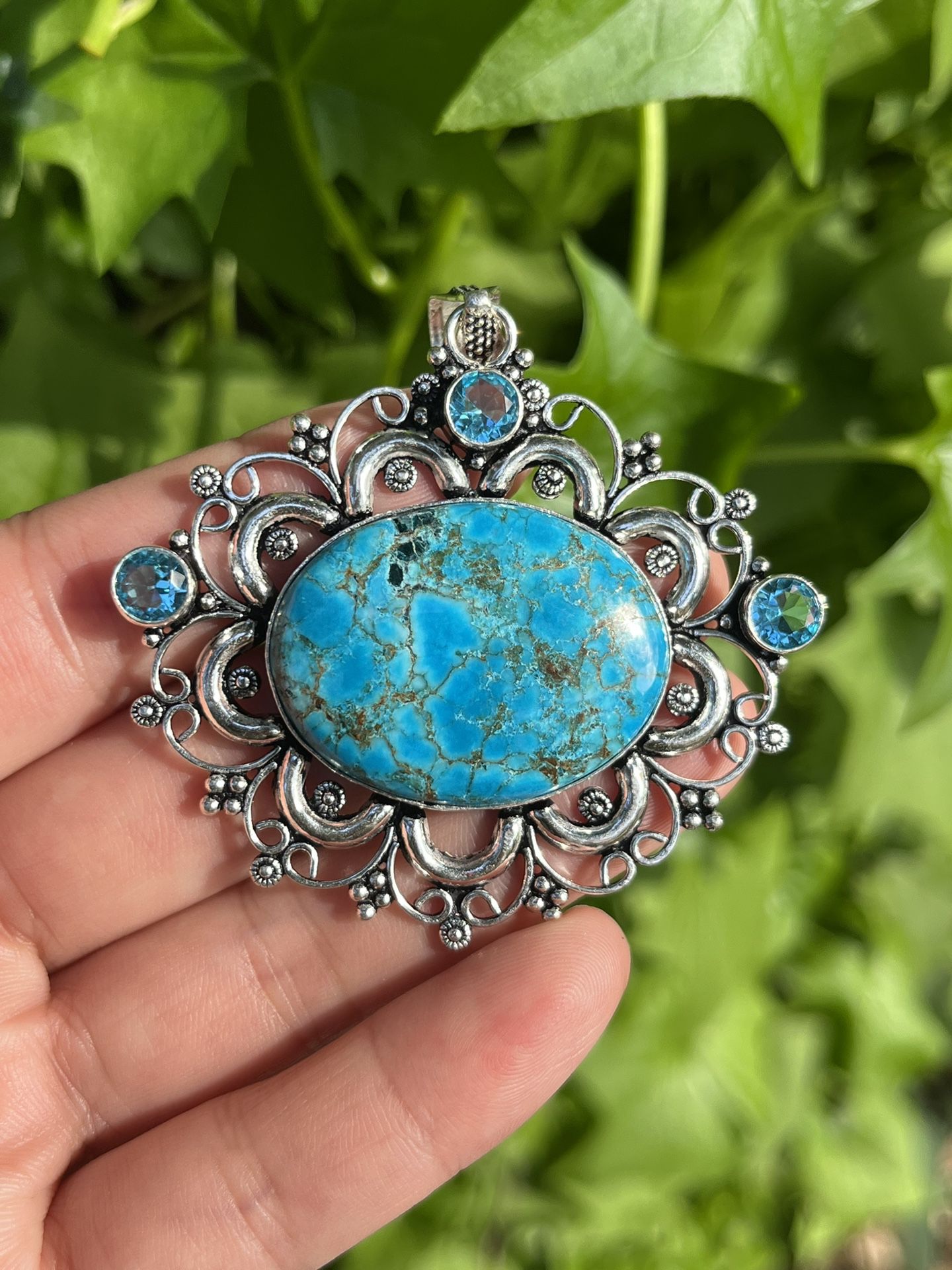 Silver Plated Turquoise Pendant