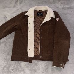 GUESS - Dark Brown Corduroy Sherpa Jacket – Size L - Lightly worn 