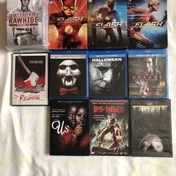 DVD TV Series Rawhide Seasons 1-3 New$25,CW Network The Flash Seasons1-3 $30,BluRayDVD 8 Film Set SAW$10,DVD Don’t Go To The Reunion $10