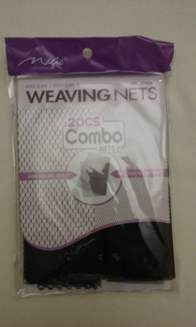 Magic Collection No. 22402, Black Deluxe Invisible Weaving Nets 2pc, NEW

