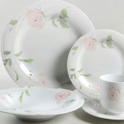 Total Dinner Service (5pc.) Sango (Discontinued/Rare) Sculpture Rose Pattern