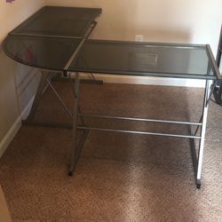 Tinted Glass Corner Typing Desk