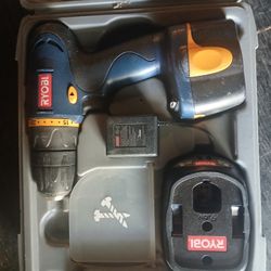 RYOB Cordless Drill w/case & Charger.