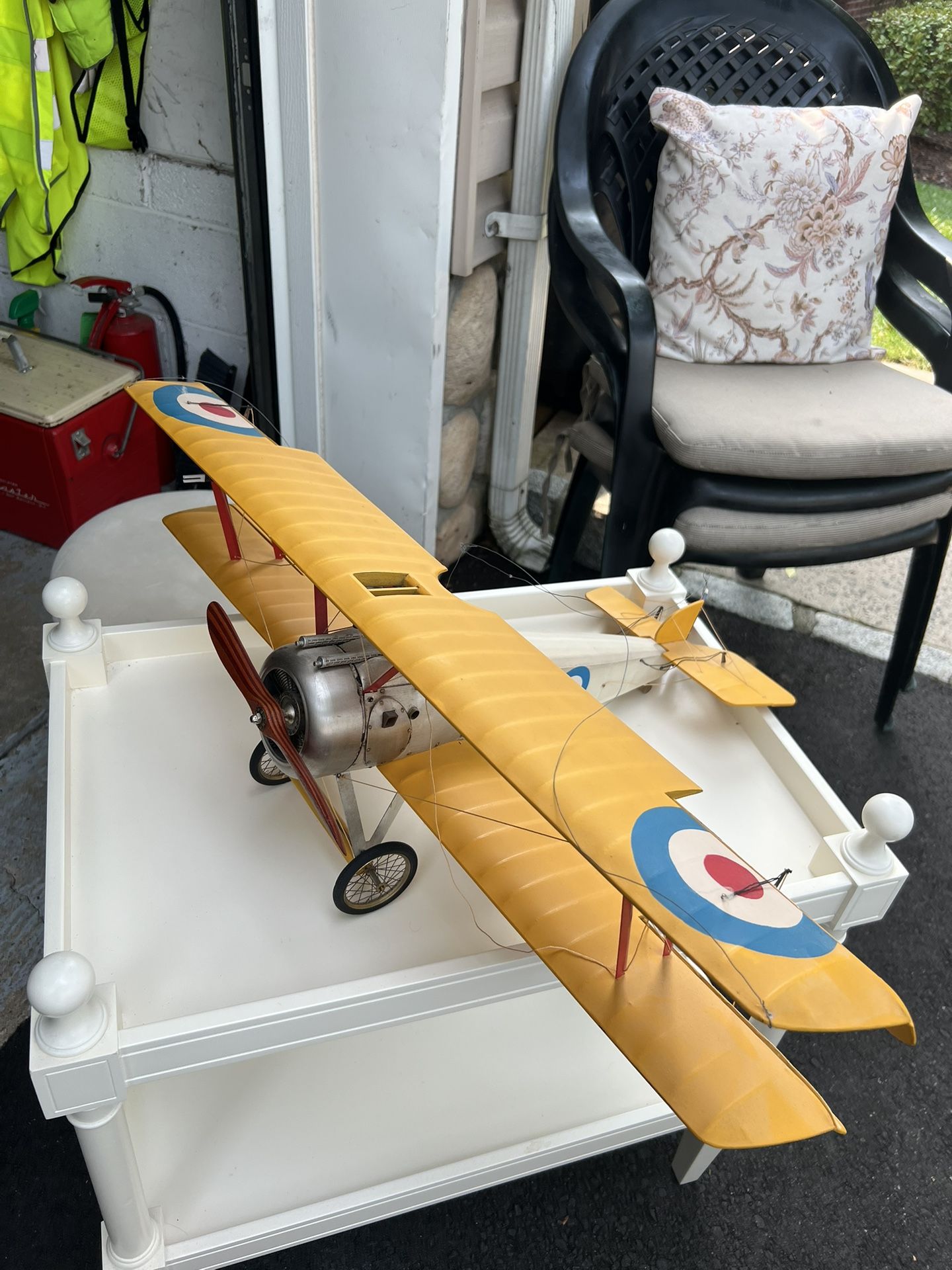 SOPWITH 'CAMEL' BIPLANE. 9-1/4 x 27-1/2 x 23-1/2 inches (23.5 x 69.9 x 59.7 cm model plane