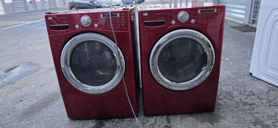 LG Front Load Washer & Dryer Set – Red