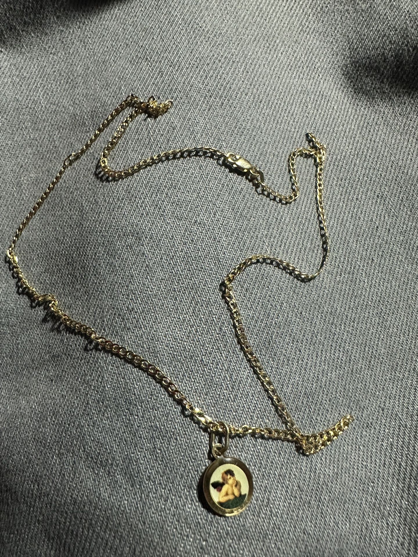 10k Gold Chain With 14k Cherub Pendant