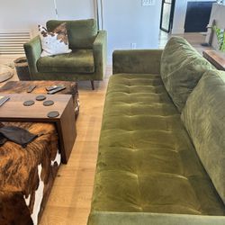 Sofa and two chairs Velvet Green 