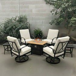 Patio Furniture Set Outdoor Swivel Chair With Fire Pit