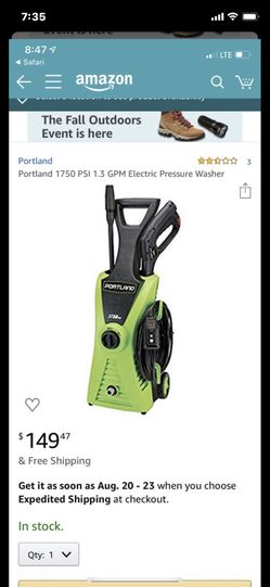 portland electric pressure washer 1750 psi