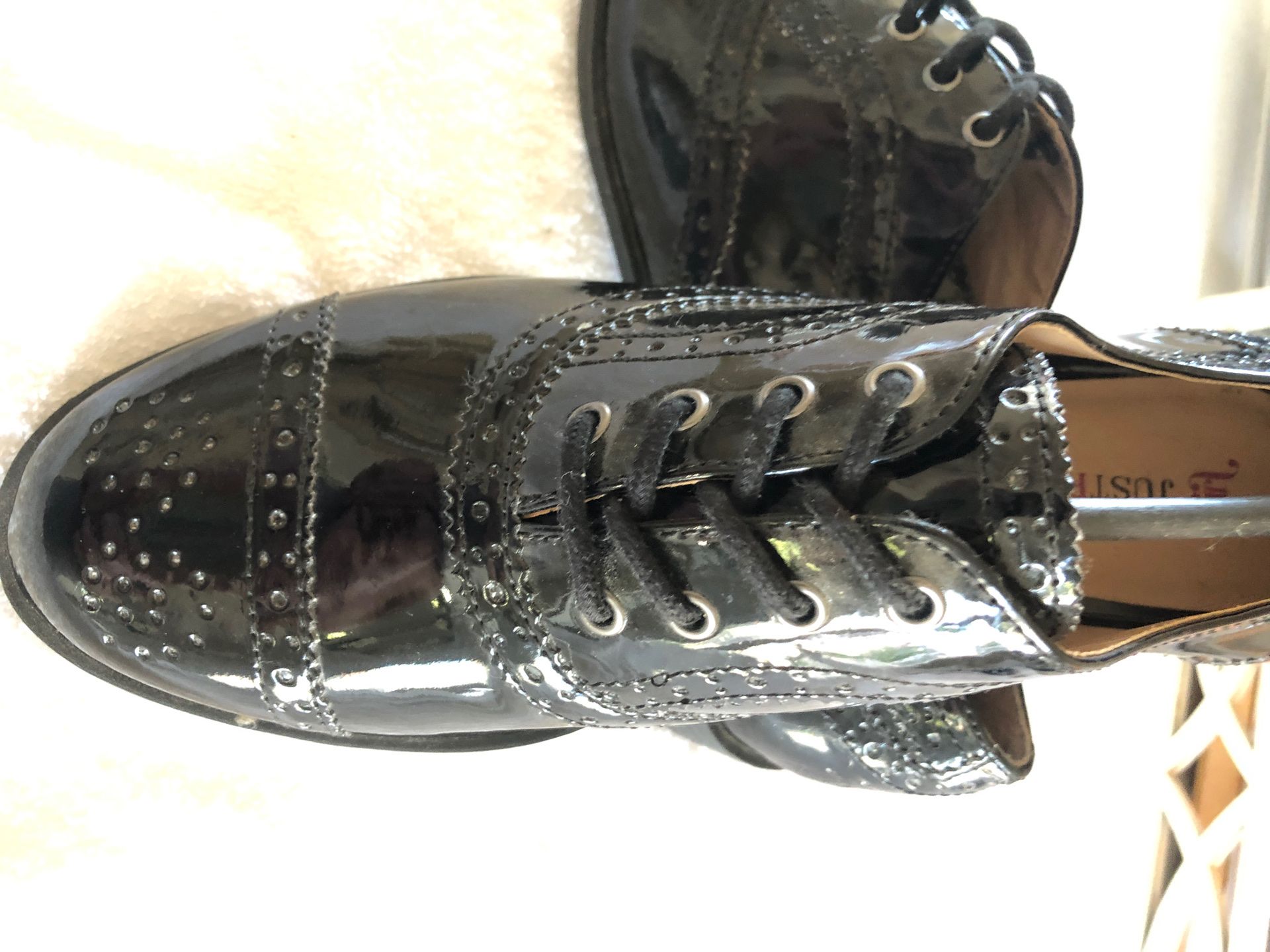 Black Patent leather shoes ,BRAND NEW…..also Blue Suede Ahows With Pink Bottom….START SCHOOL IN STYLE😎