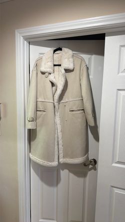 Cream Shearling-Lined Long Coat