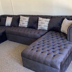 Lauran Velvet Double Chaise Sectional (9 Different Colors) WİTH İNTEREST FREE PAYMENT OPTİONS