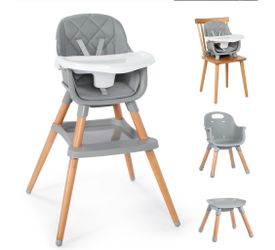 7 in 1 Wooden Baby High Chair for Toddler, Infant Feeding Chair with Removable Tray