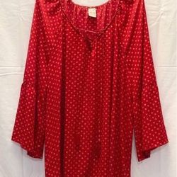 Women’s plus size top 4X 26W-28W red with white pattern bell sleeves Faded Glory