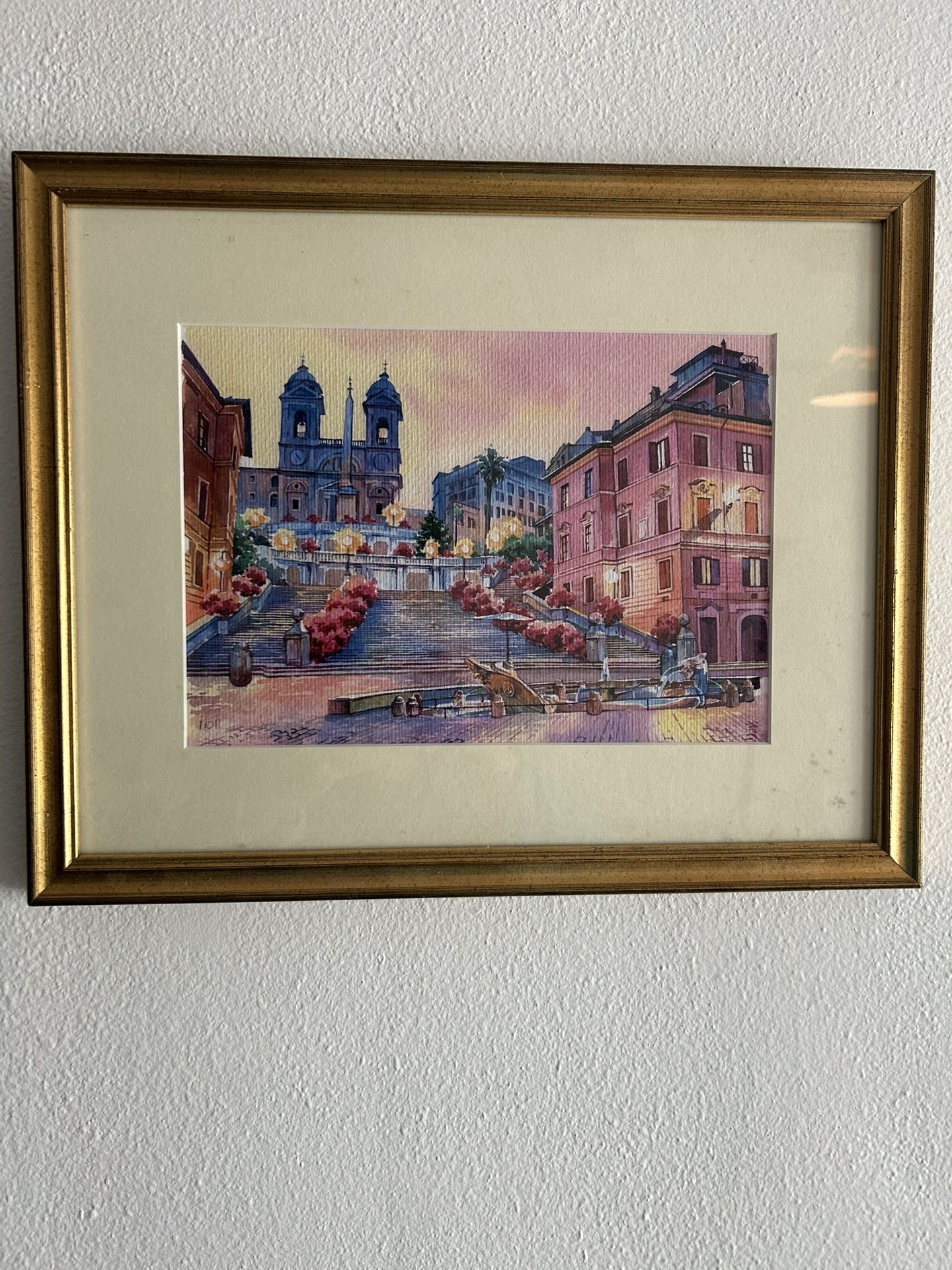 Framed Painting “Spanish Steps” Rome Italy