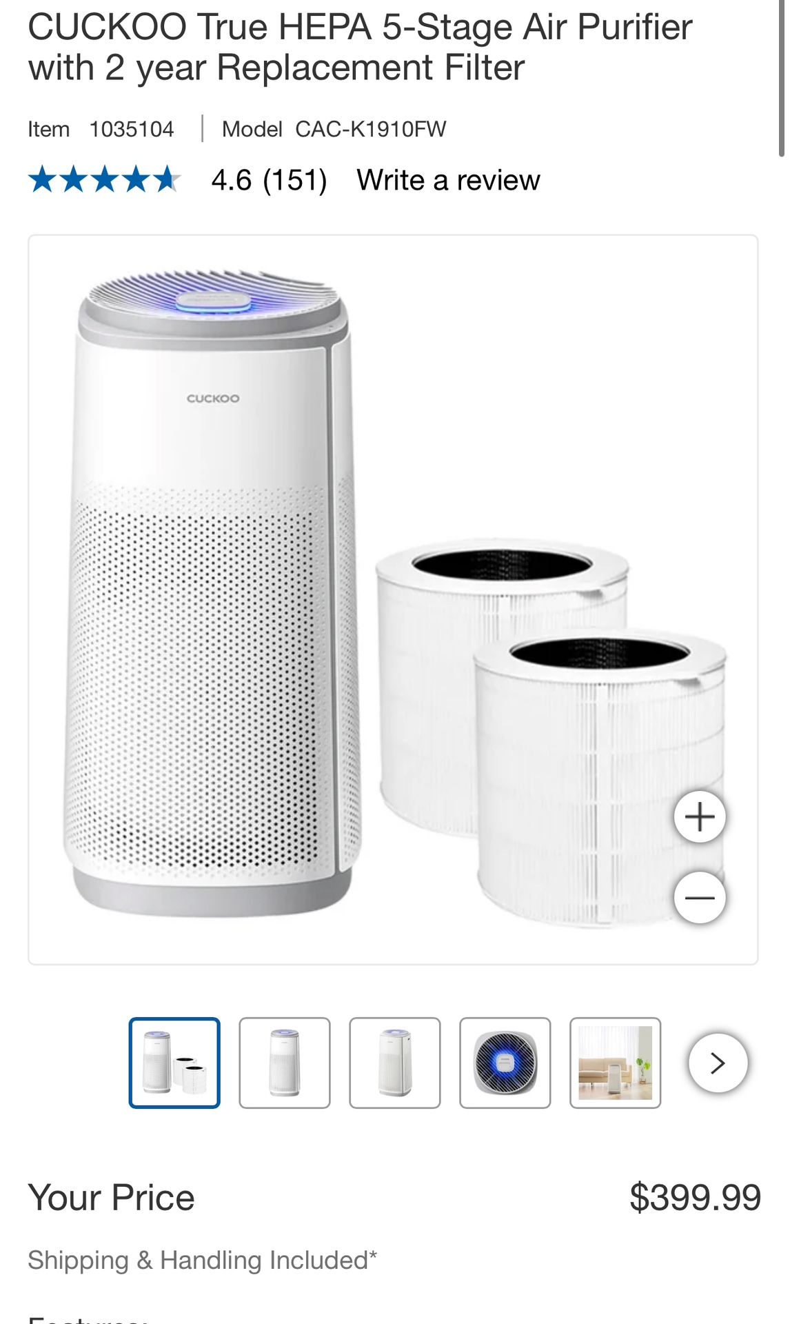 CUCKOO True HEPA 5 Stage Air Purifier