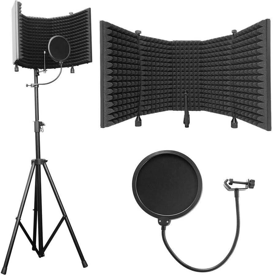 Axcessables Sf-101kit Recording Studio Microphone Isolation Shield With Tripod Stand - 4ft To 6ft 6" Height Adjustable Stand