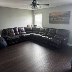 Leather Electric Reclining Sectional Sofa