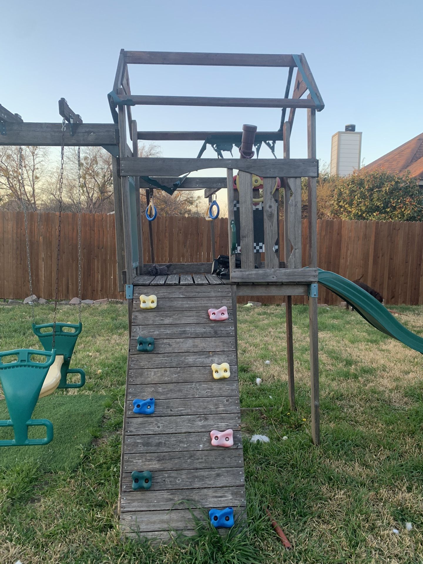 Wooden Slide & Swing Set