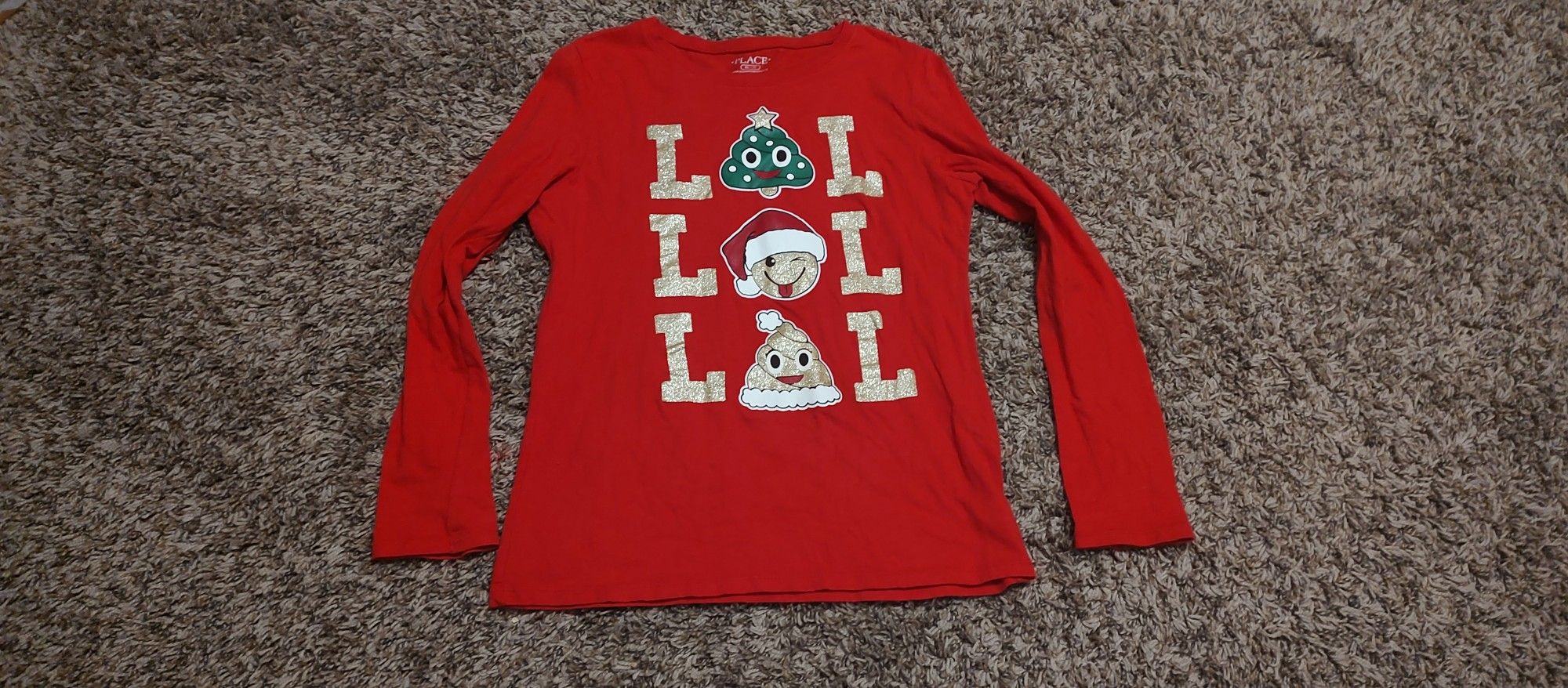 Children's Place Long Sleeve Graphic Christmas Shirt Girls XL 14