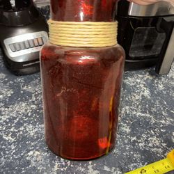 Vintage San Miguel Red Recycled Glass vase Made In Spain