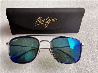 Maui Jim Following Seas Polarized Titanium Sunglasses B555-17M Silver/Blue