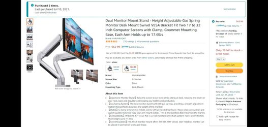 Dual Monitor Mount.
