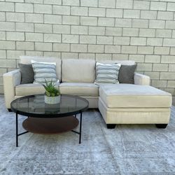 *Free Delivery* Living Spaces Beige Sectional w/ Reversible Chaise