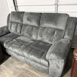 Chenille Manual Reclining Sofa 