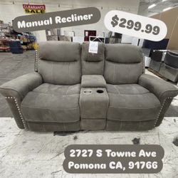 Gray Manual Reclining Loveseat 